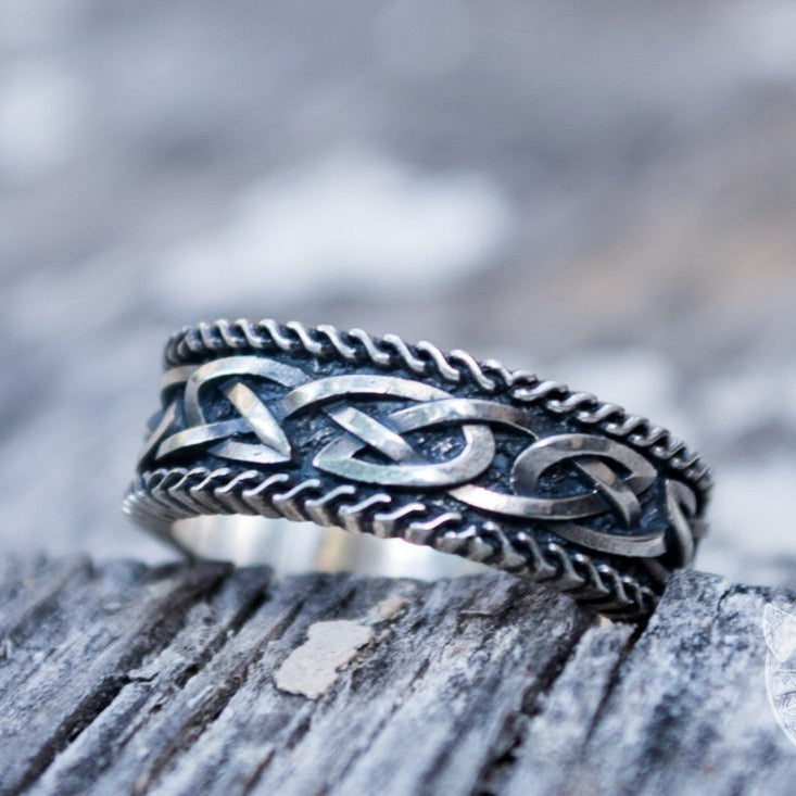 Unique Norse Ornament 925 Sterling Silver Viking Ring - VikingsBrand