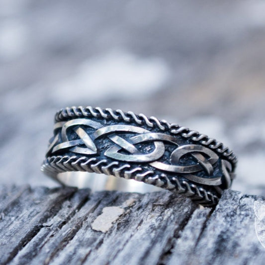 Unique Norse Ornament 925 Sterling Silver Viking Ring - VikingsBrand