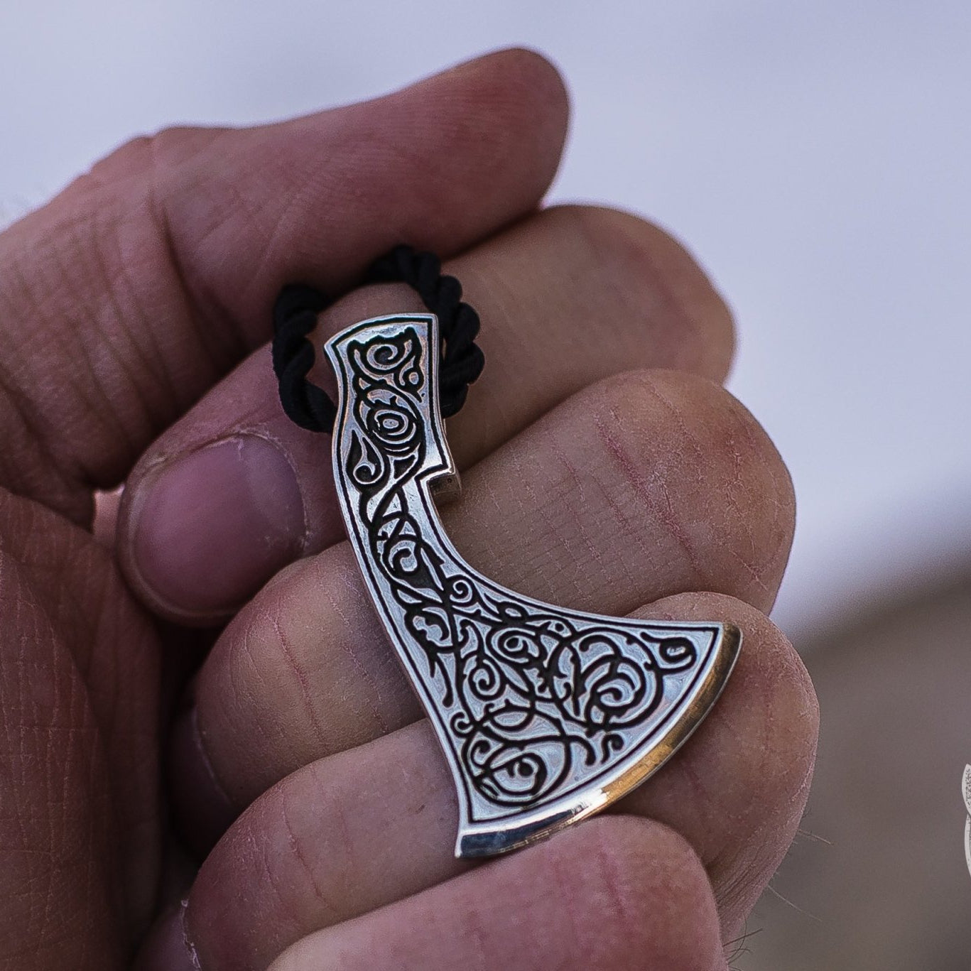 Unique Ornament and Perun's Axe 925 Sterling Silver Pendant - VikingsBrand