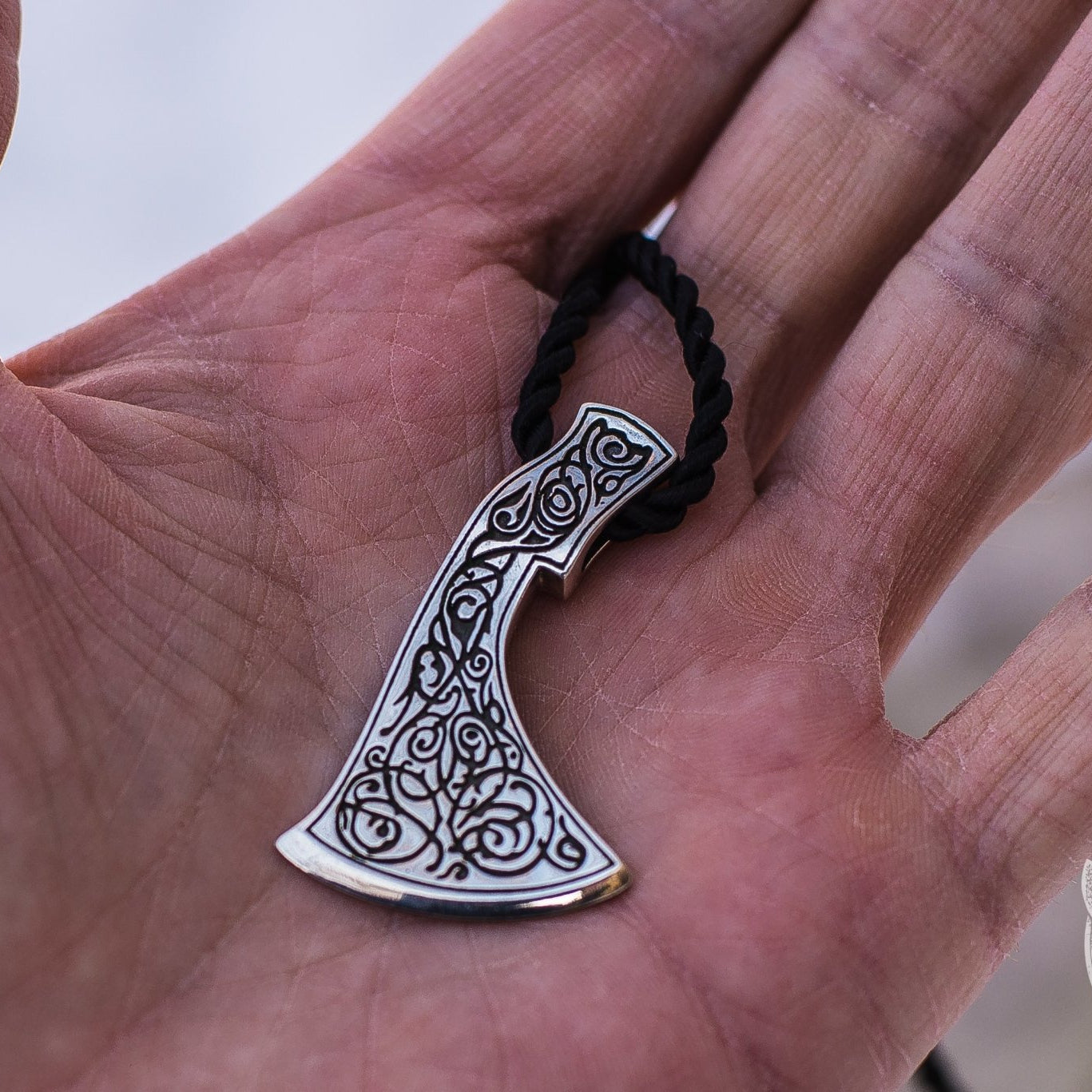 Unique Ornament and Perun's Axe 925 Sterling Silver Pendant - VikingsBrand