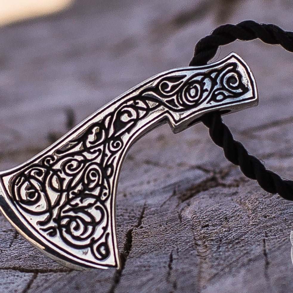 Unique Ornament and Perun's Axe 925 Sterling Silver Pendant - VikingsBrand
