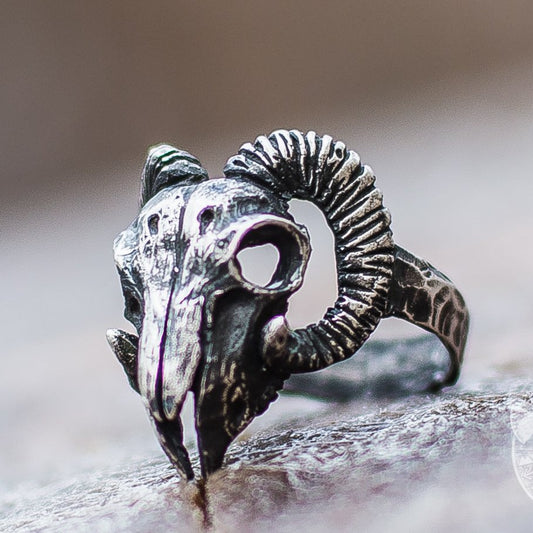 Unique Ram Skull 925 Sterling Silver Viking Ring - VikingsBrand