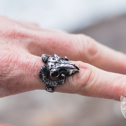 Unique Ram Skull 925 Sterling Silver Viking Ring - VikingsBrand