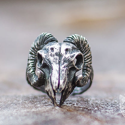 Unique Ram Skull 925 Sterling Silver Viking Ring - VikingsBrand