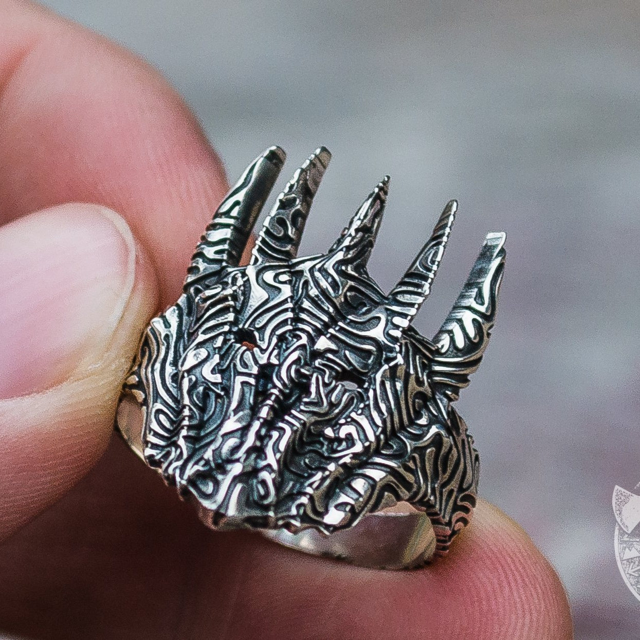 Unique Sauron Helmet 925 Sterling Silver Viking Ring - VikingsBrand