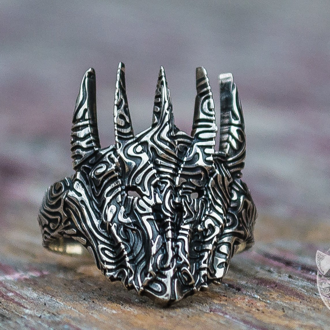 Unique Sauron Helmet 925 Sterling Silver Viking Ring - VikingsBrand