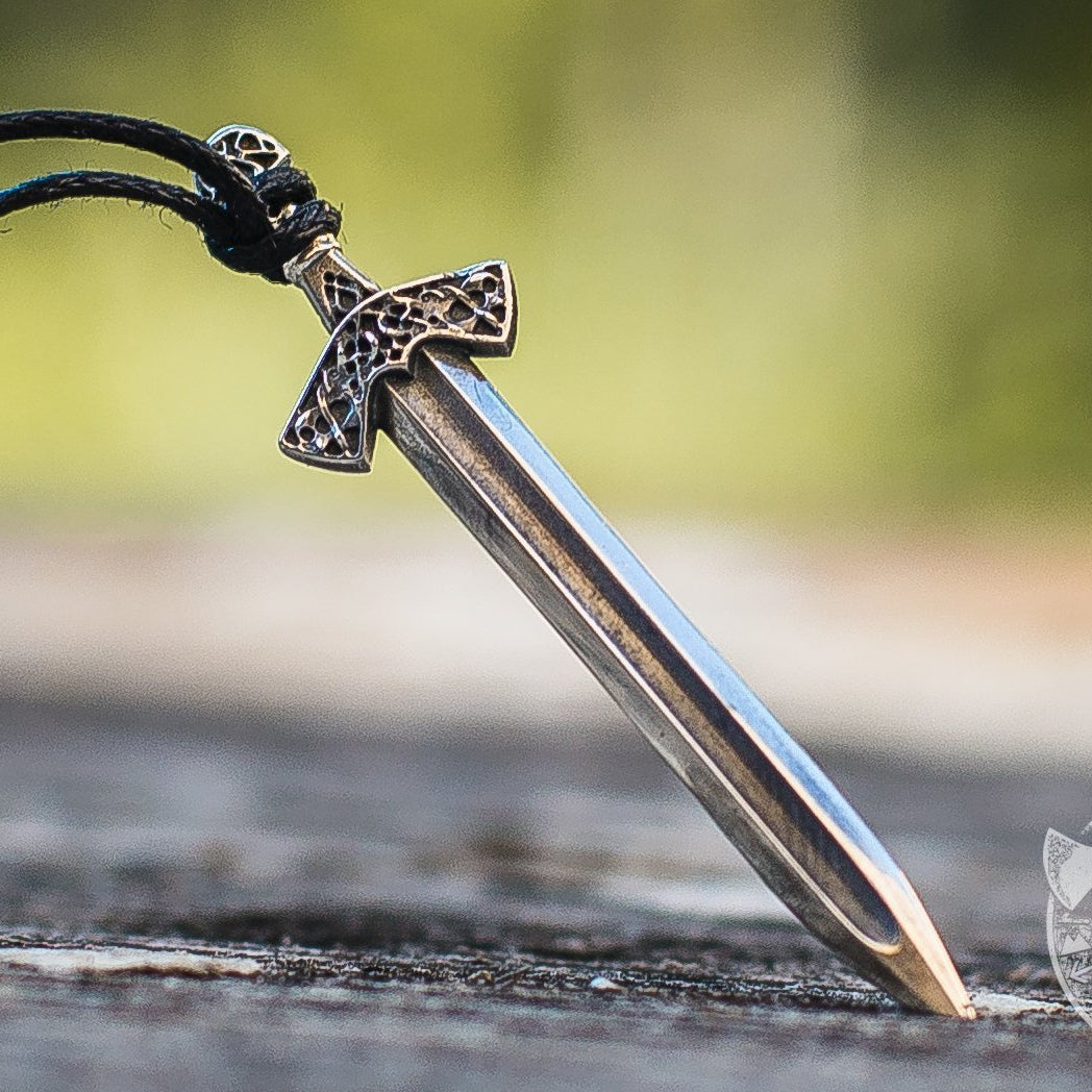 Unique Scandinavian Sword with Ornament 925 Sterling Silver Pendant - VikingsBrand
