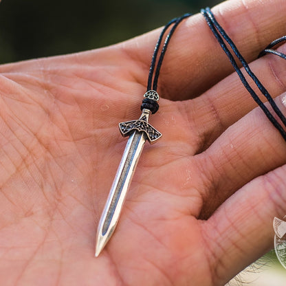 Unique Scandinavian Sword with Ornament 925 Sterling Silver Pendant - VikingsBrand