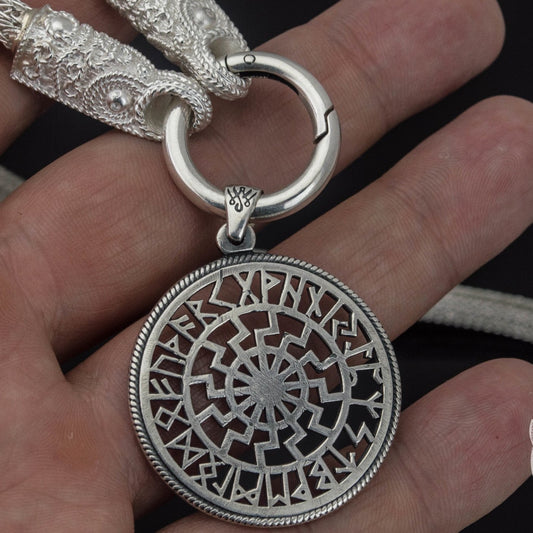 Unique Set of Norse Chain with Black Sun Pendant 925 Sterling Silver - VikingsBrand