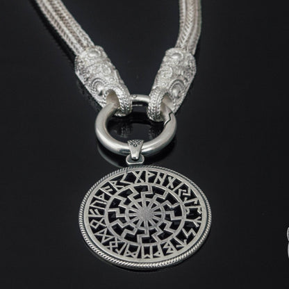 Unique Set of Norse Chain with Black Sun Pendant 925 Sterling Silver - VikingsBrand