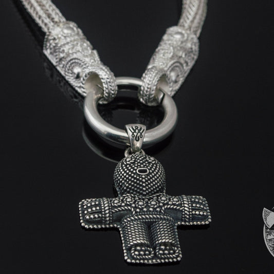 Unique Set of Norse Chain with Crucifix Pendant 925 Sterling Silver - VikingsBrand
