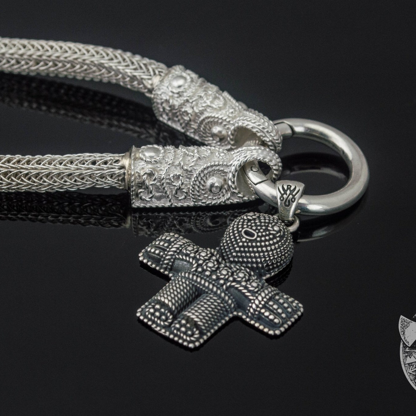 Unique Set of Norse Chain with Crucifix Pendant 925 Sterling Silver - VikingsBrand