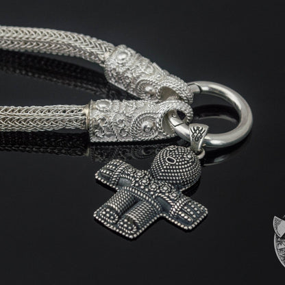 Unique Set of Norse Chain with Crucifix Pendant 925 Sterling Silver - VikingsBrand