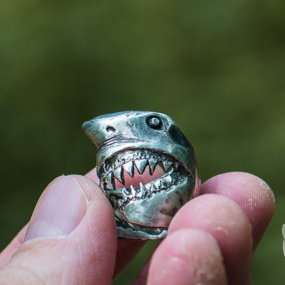 Unique Shark 925 Sterling Silver Viking Ring - VikingsBrand