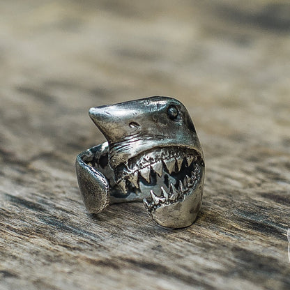 Unique Shark 925 Sterling Silver Viking Ring - VikingsBrand