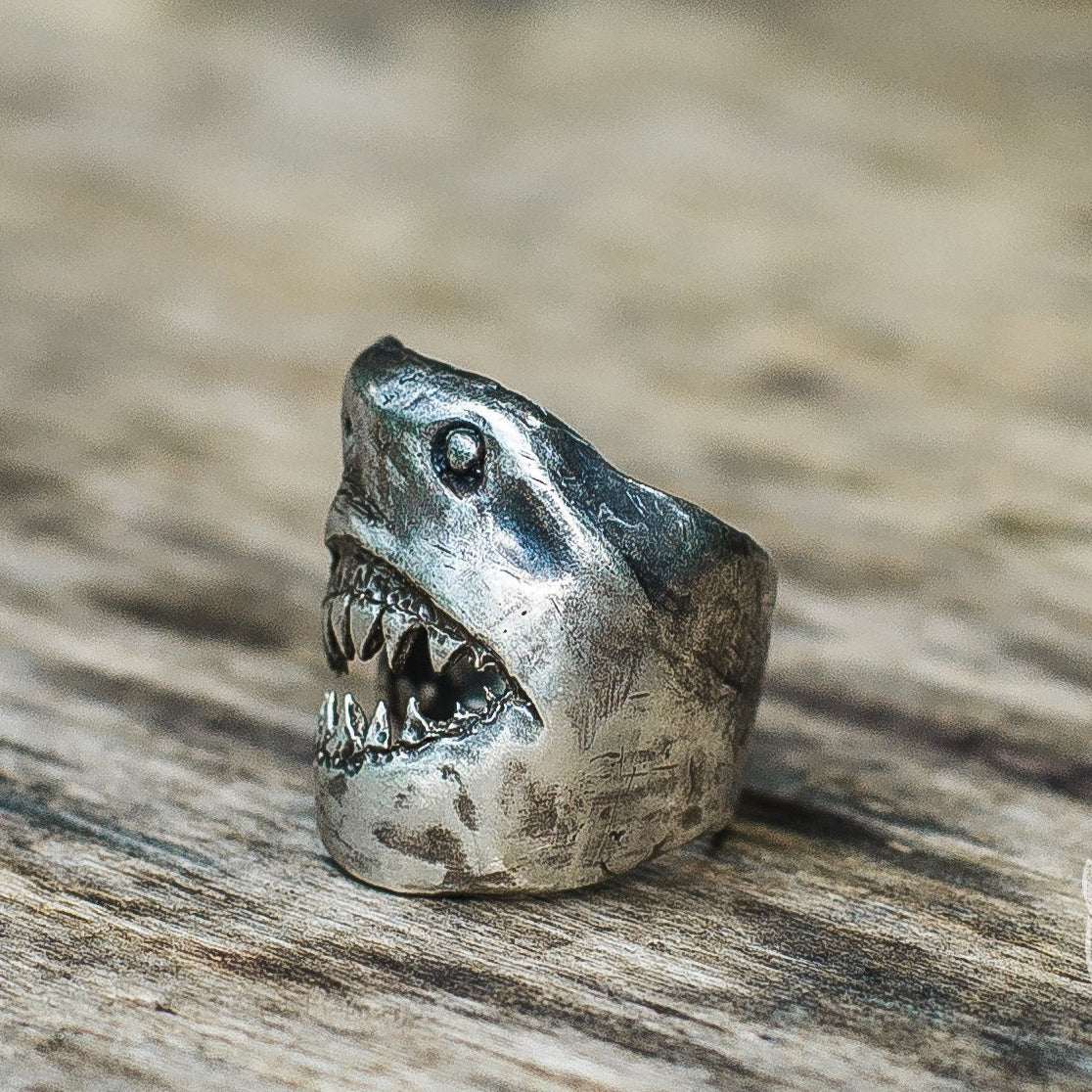 Unique Shark 925 Sterling Silver Viking Ring - VikingsBrand