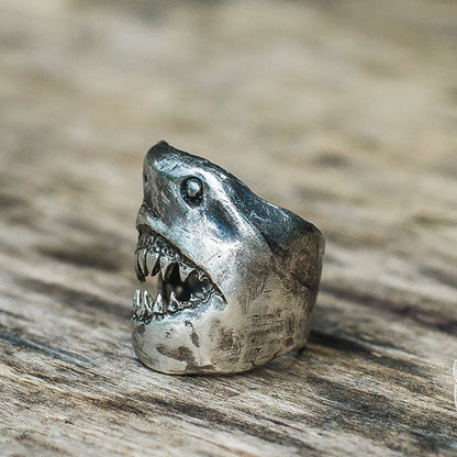 Unique Shark 925 Sterling Silver Viking Ring - VikingsBrand