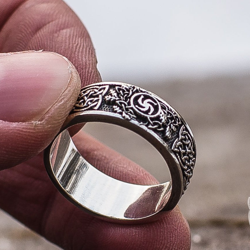 Unique Slavic Ornament 925 Sterling Silver Ring - VikingsBrand