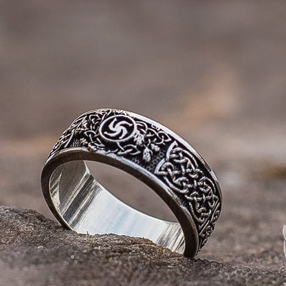 Unique Slavic Ornament 925 Sterling Silver Ring - VikingsBrand