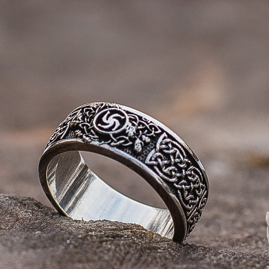 Unique Slavic Ornament 925 Sterling Silver Ring - VikingsBrand