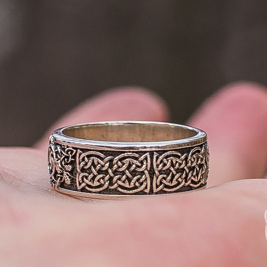 Unique Slavic Ornament 925 Sterling Silver Ring - VikingsBrand