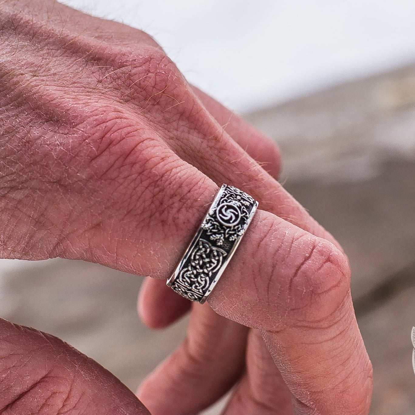 Unique Slavic Ornament 925 Sterling Silver Ring - VikingsBrand