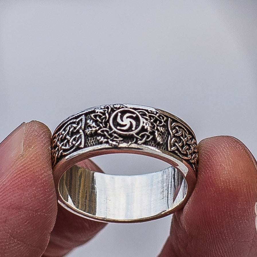 Unique Slavic Ornament 925 Sterling Silver Ring - VikingsBrand