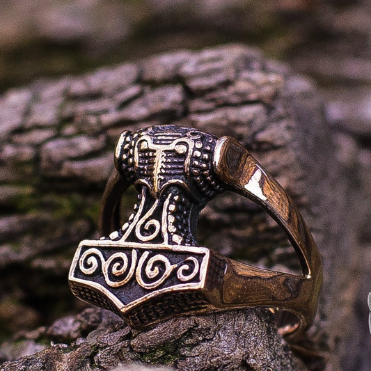 Unique Thor's Hammer Bronze Viking Ring - VikingsBrand