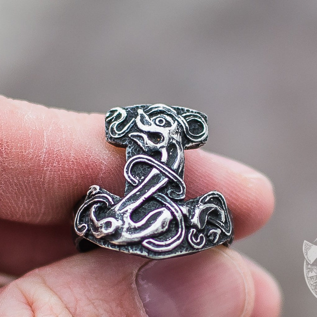 Unique Thor's Mjolnir 925 Sterling Silver Viking Ring - VikingsBrand