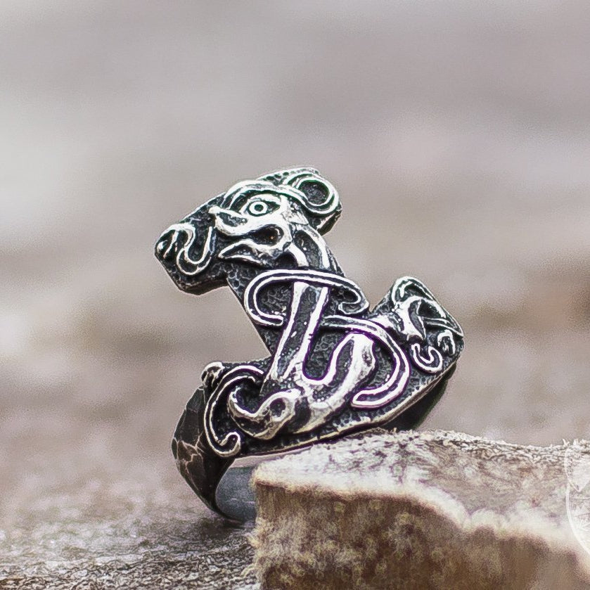 Unique Thor's Mjolnir 925 Sterling Silver Viking Ring - VikingsBrand