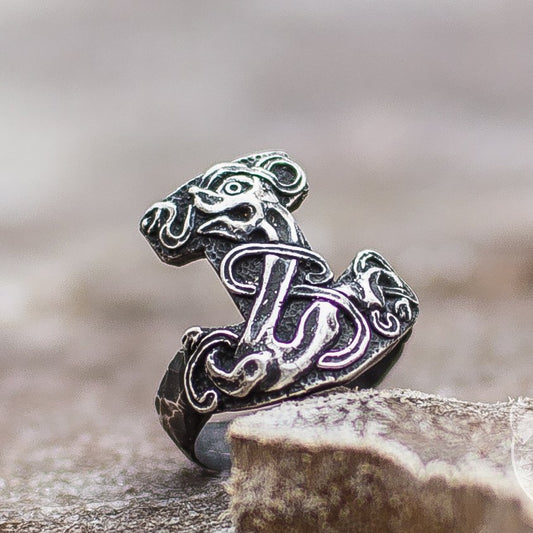 Unique Thor's Mjolnir 925 Sterling Silver Viking Ring - VikingsBrand
