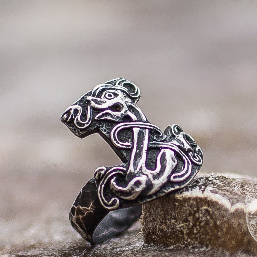 Unique Thor's Mjolnir 925 Sterling Silver Viking Ring - VikingsBrand