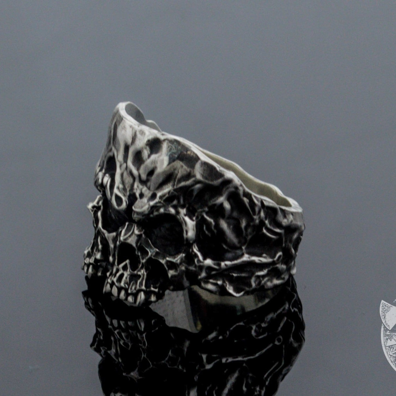 Unique Twins Skull 925 Sterling Silver Viking Ring - VikingsBrand