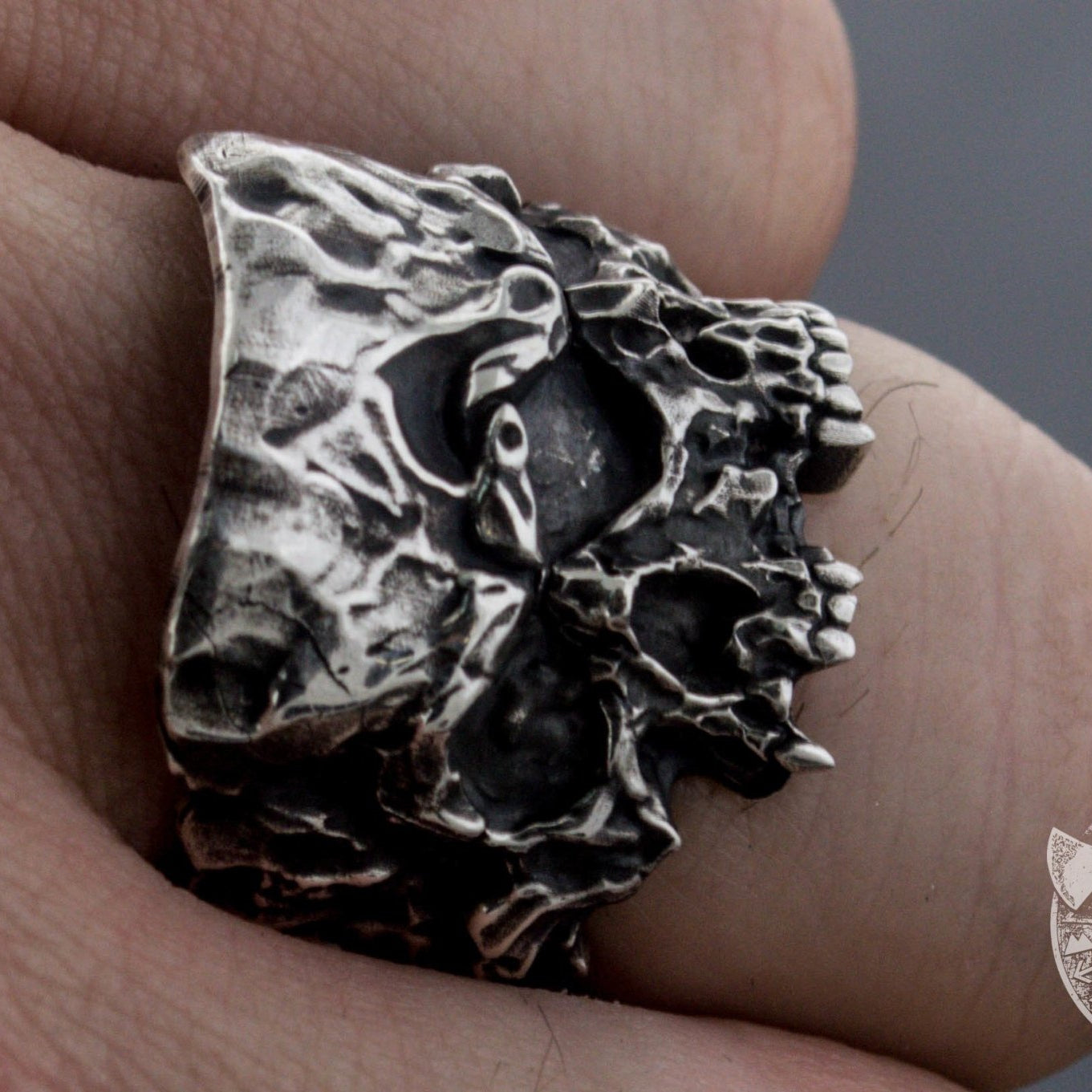 Unique Twins Skull 925 Sterling Silver Viking Ring - VikingsBrand