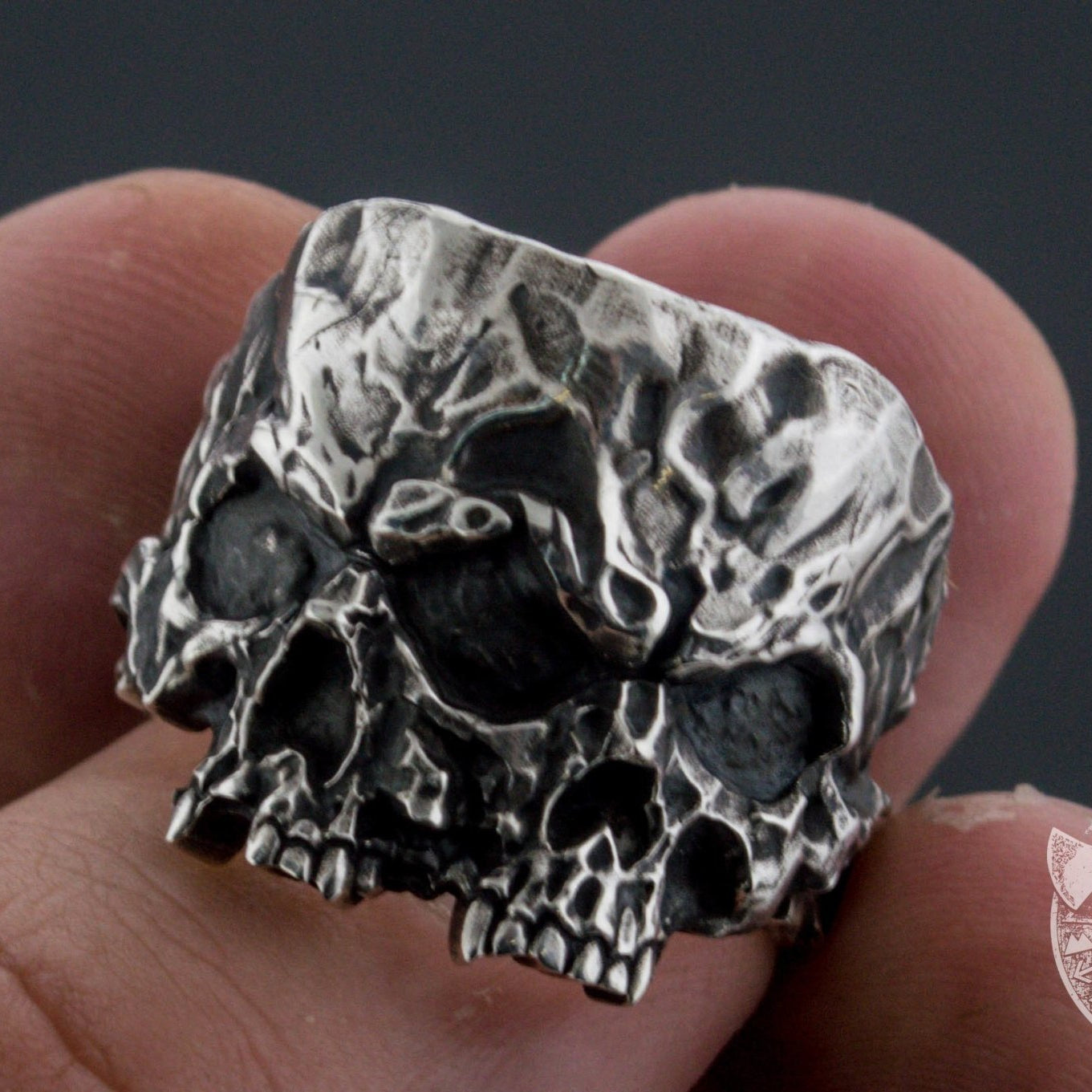 Unique Twins Skull 925 Sterling Silver Viking Ring - VikingsBrand