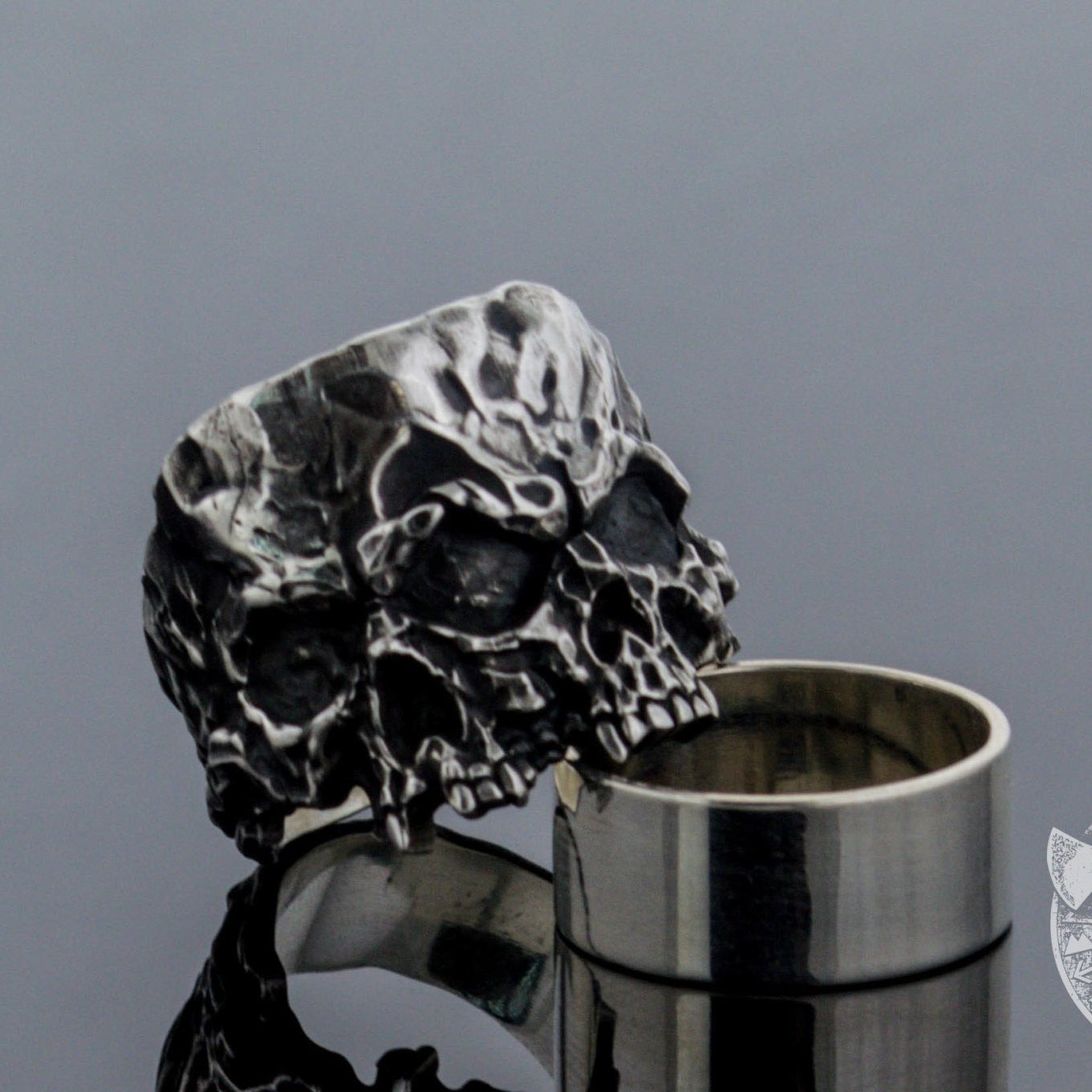 Unique Twins Skull 925 Sterling Silver Viking Ring - VikingsBrand