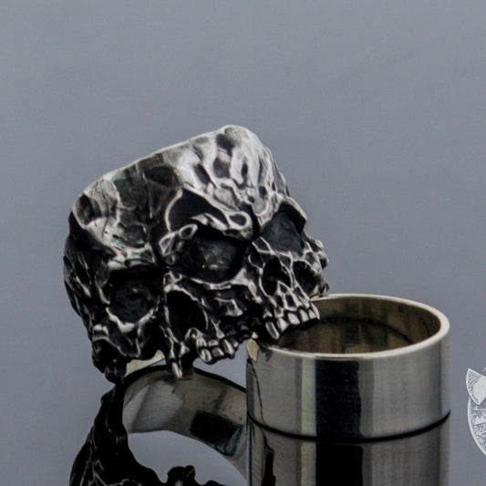 Unique Twins Skull 925 Sterling Silver Viking Ring - VikingsBrand
