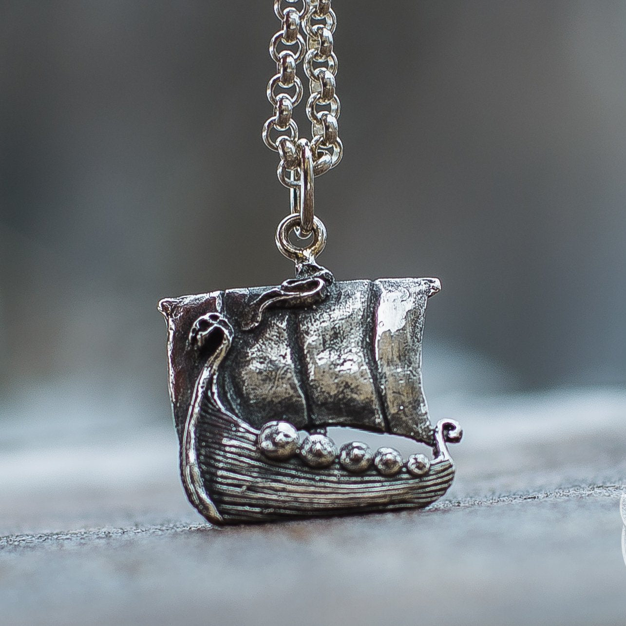 Unique Viking Ship 925 Sterling Silver Pendant - VikingsBrand