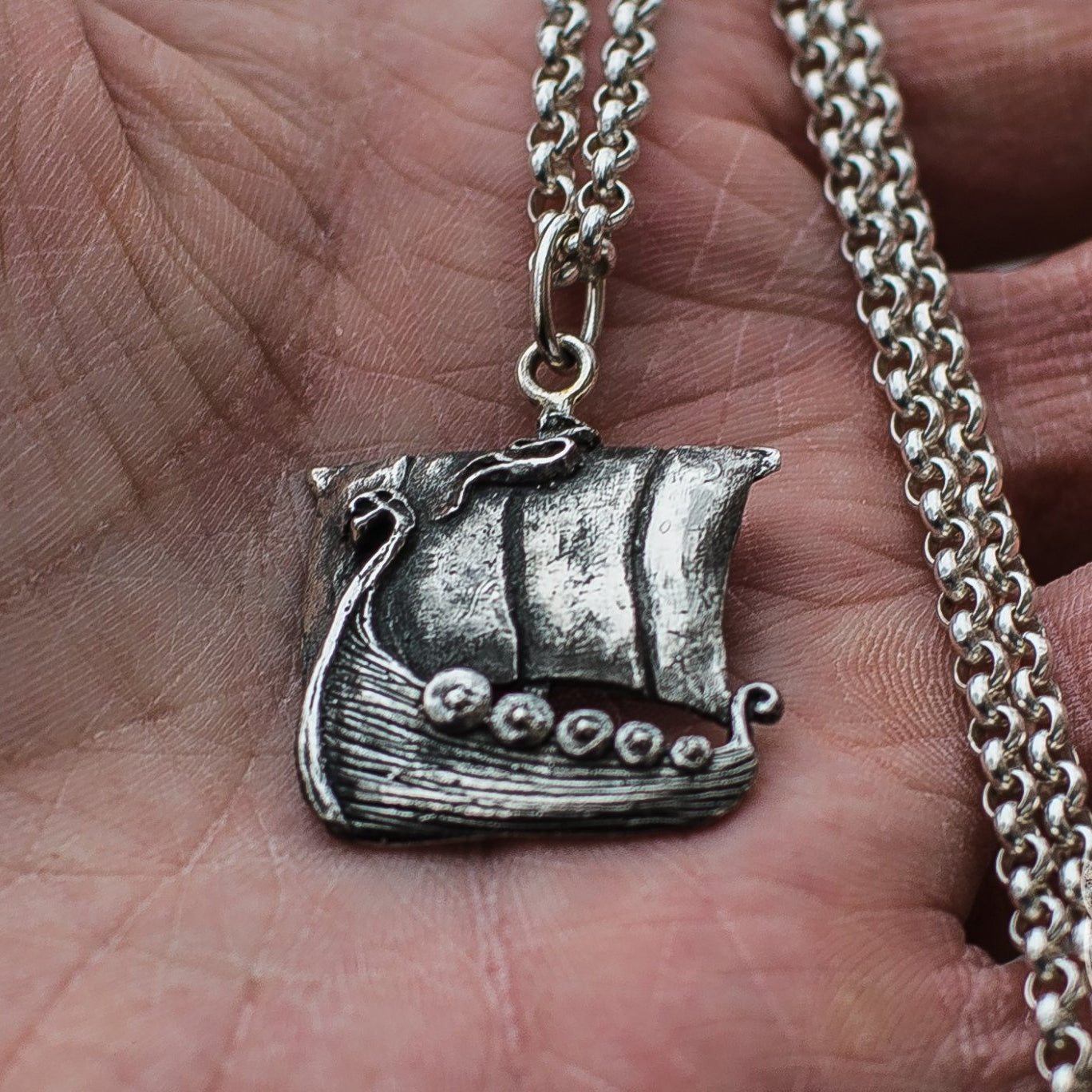 Unique Viking Ship 925 Sterling Silver Pendant - VikingsBrand