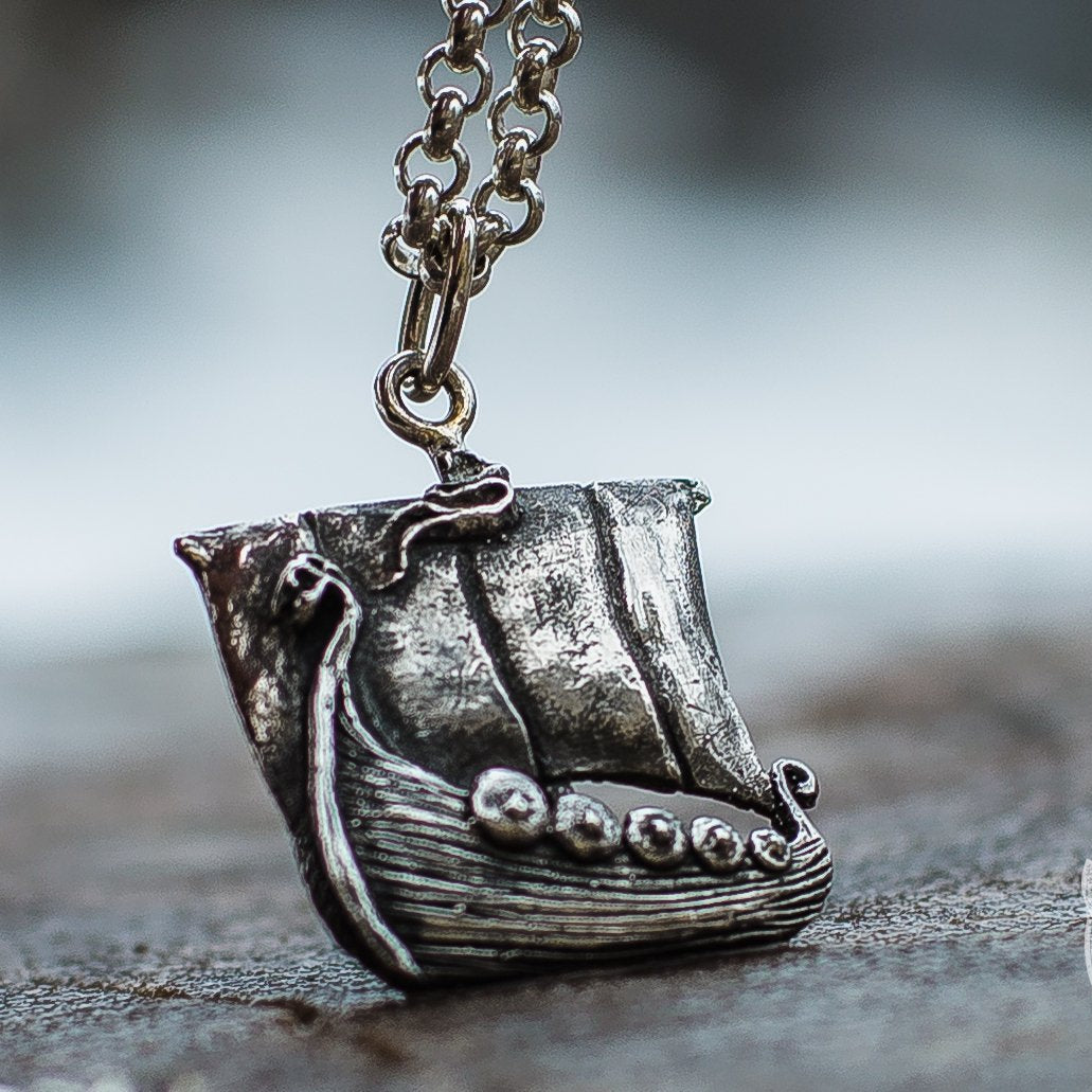 Unique Viking Ship 925 Sterling Silver Pendant - VikingsBrand