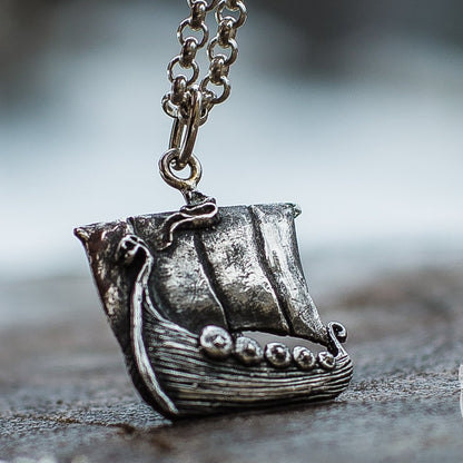 Unique Viking Ship 925 Sterling Silver Pendant - VikingsBrand