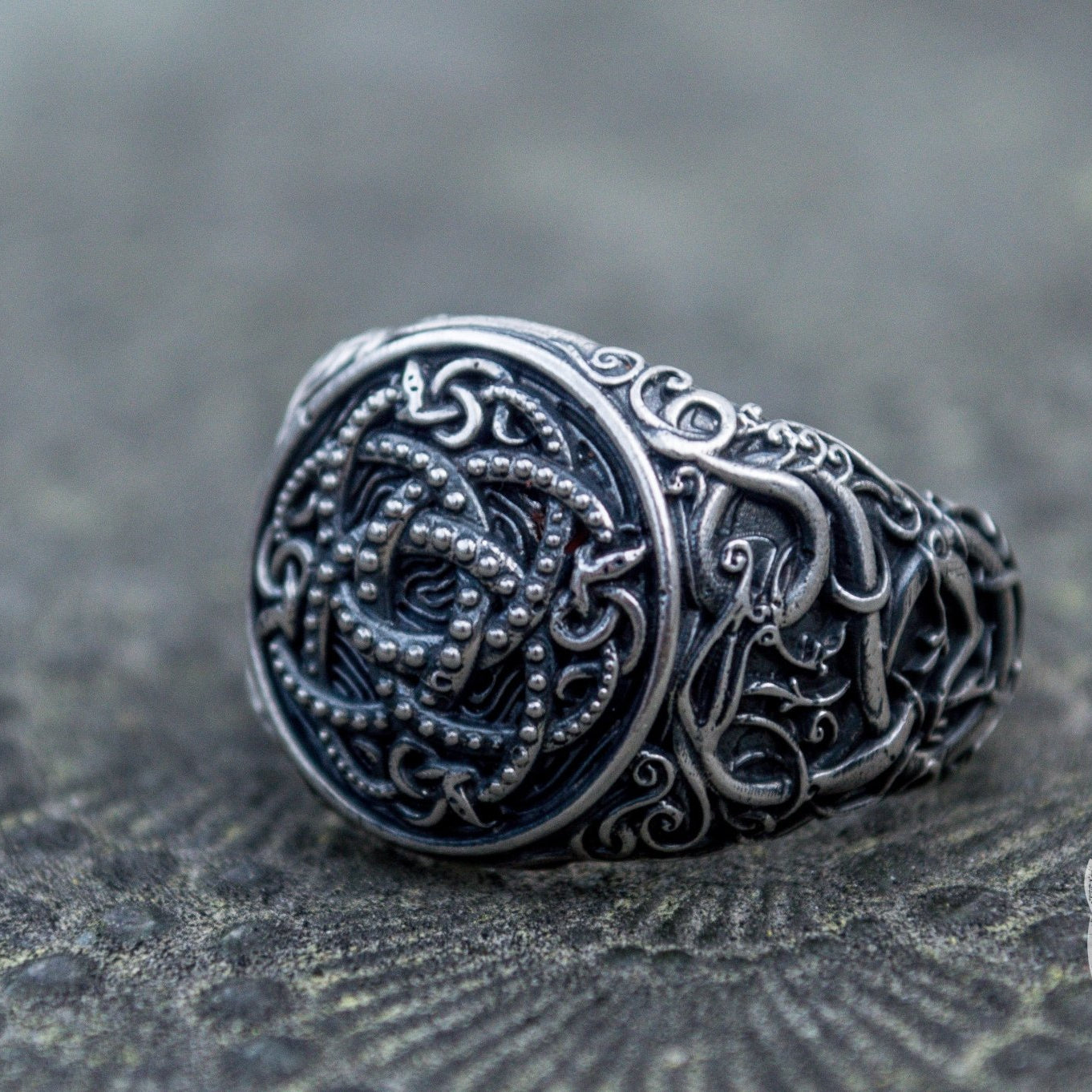 Urnes Style Jormungandr Symbol 925 Sterling Silver Norse Ring - VikingsBrand