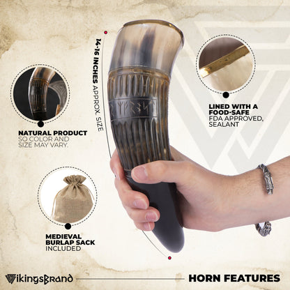 US Shipping Only - Authentic Handmade Viking Drinking Horn