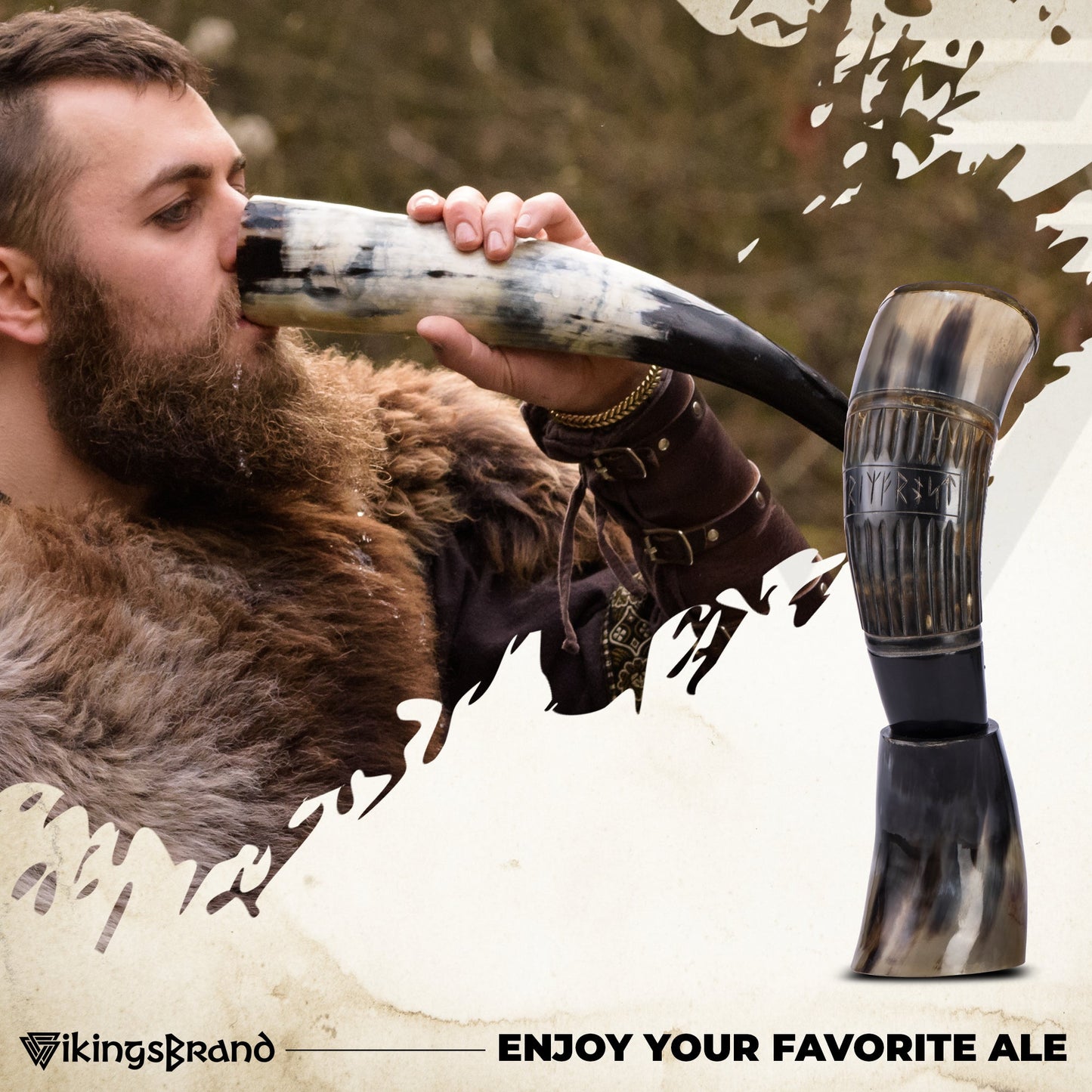 US Shipping Only - Authentic Handmade Viking Drinking Horn