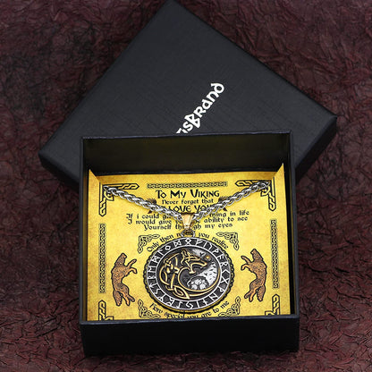 USA Shipping Only - Fenrir Necklace with a Message Card - Stainless Steel