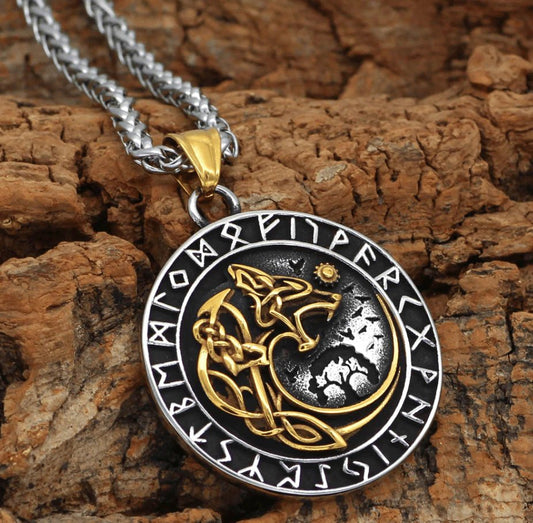 USA Shipping Only - Fenrir Necklace with a Message Card - Stainless Steel