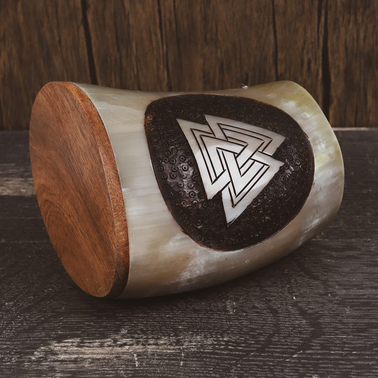 USA Shipping Only - Valknut Drinking Horn Mug 6.5in