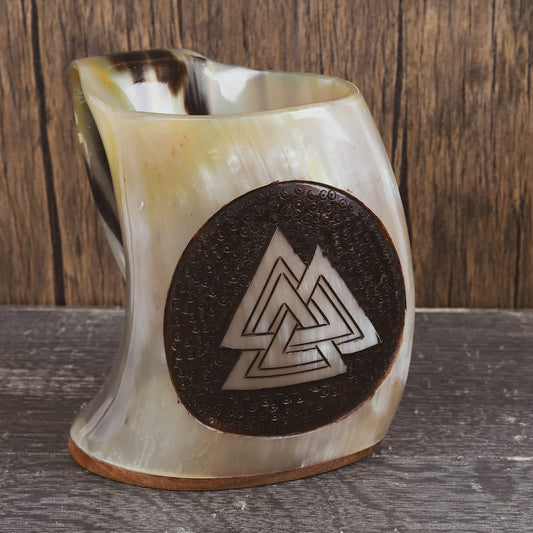 USA Shipping Only - Valknut Drinking Horn Mug 6.5in