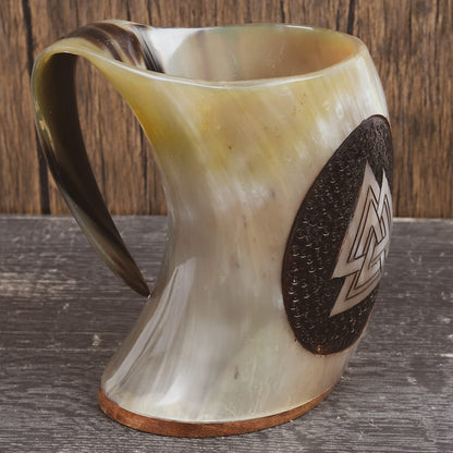 USA Shipping Only - Valknut Drinking Horn Mug 6.5in