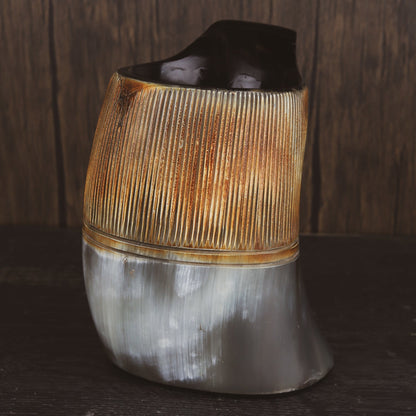 USA Shipping Only - Viking Drinking Horns - Carved Drinking Horn Mug with Medieval Burlap Sack